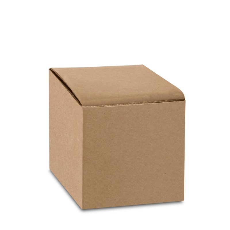 Brown cardboard box on white background.