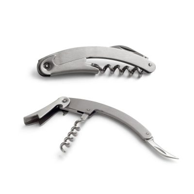 Stainless steel corkscrew and bottle opener tool