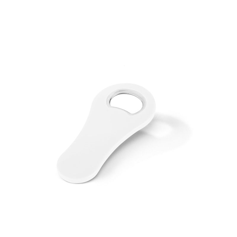 White bottle opener on plain background