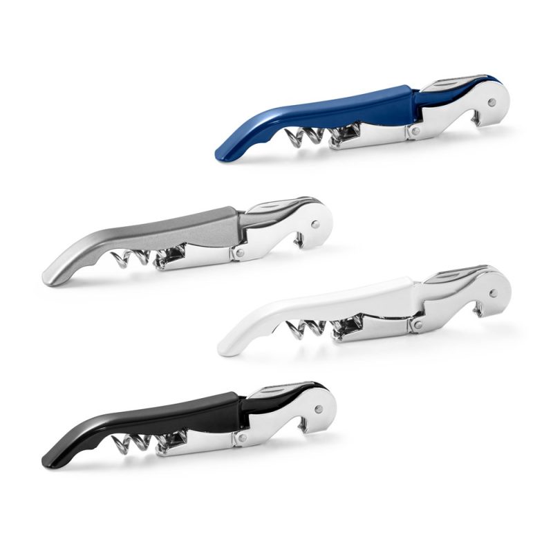 Four coloured corkscrews in a row