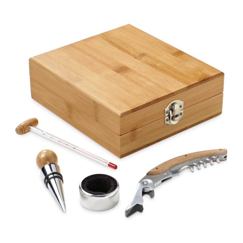 CABERNET. Bamboo, zinc and stainless steel wine set - Image 3