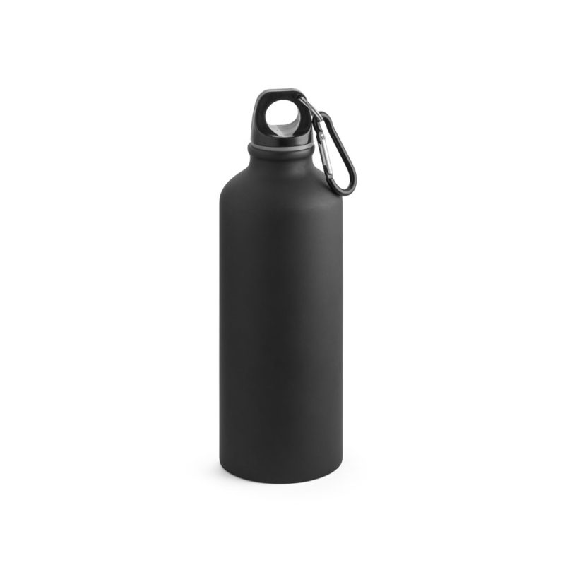 Black water bottle with carabiner clip