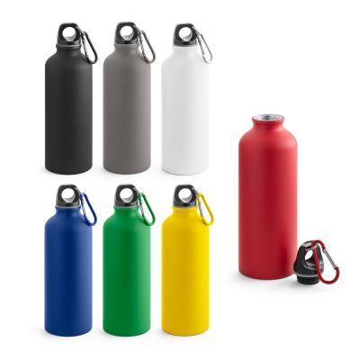 Colourful reusable water bottles with carabiners