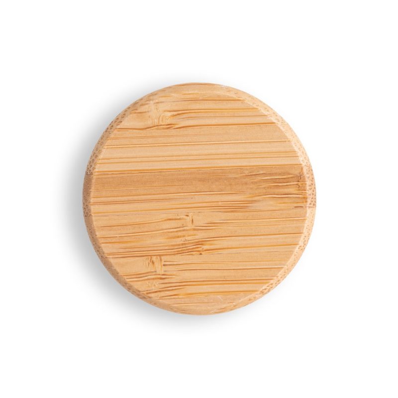 Round bamboo lid with natural texture.