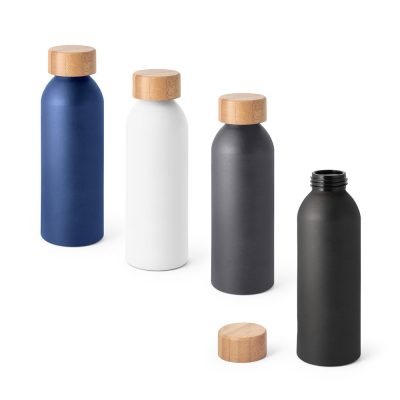 Four reusable bottles with bamboo lids