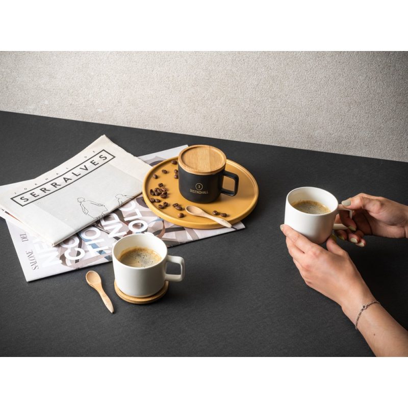 FANGIO. 220 mL ceramic mug with lid and bamboo base - Image 4