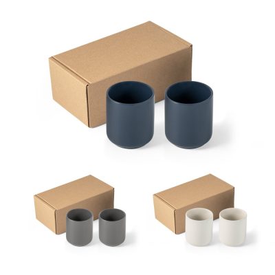 Three sets of ceramic mugs with cardboard boxes.