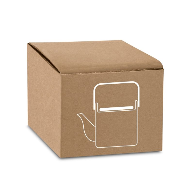 Brown box with teapot illustration