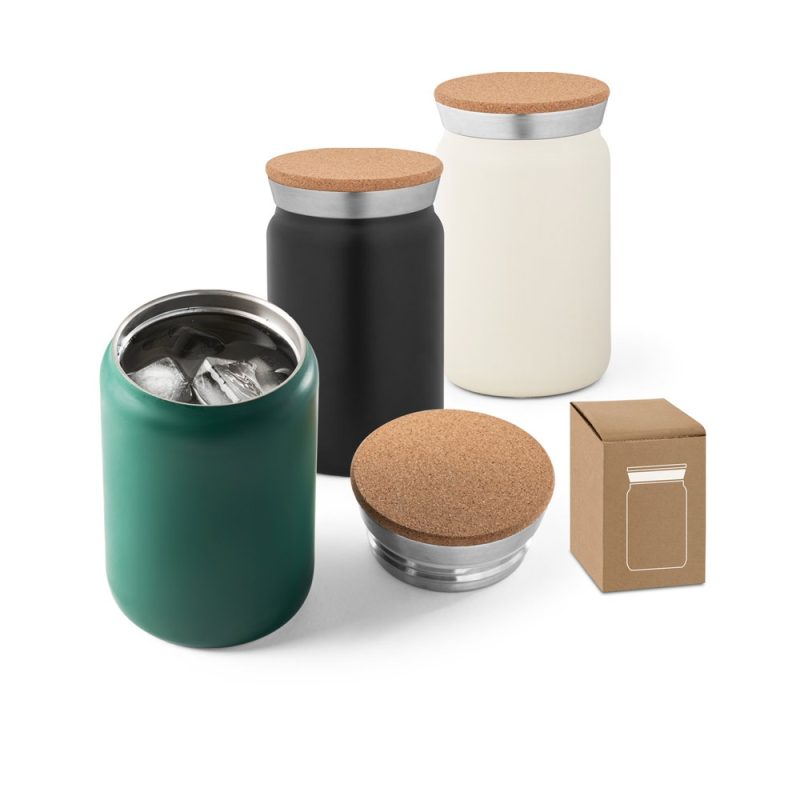 Set of insulated jars with lids and packaging.