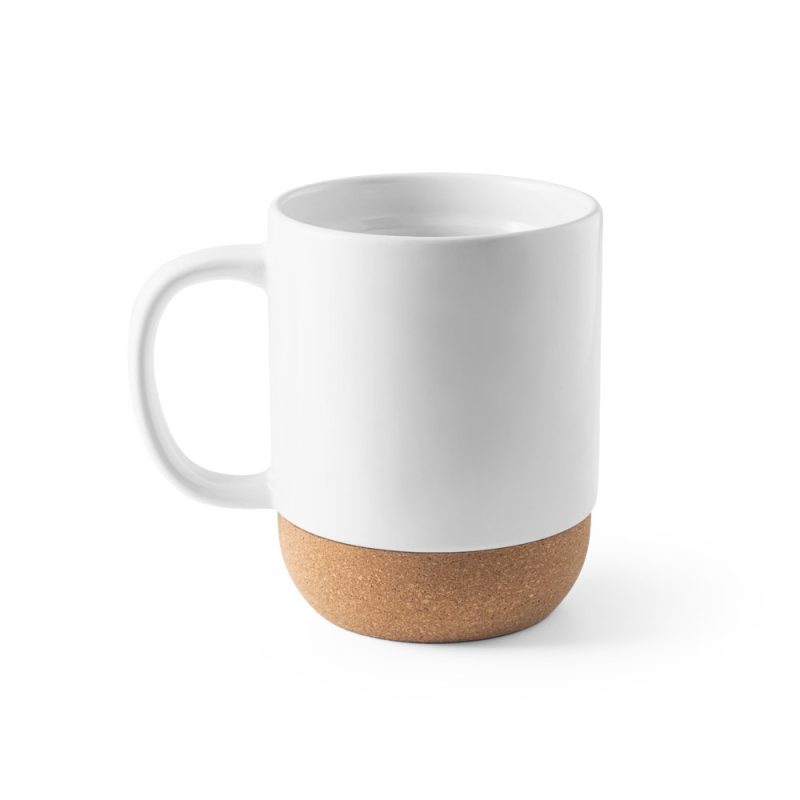 White mug with cork base