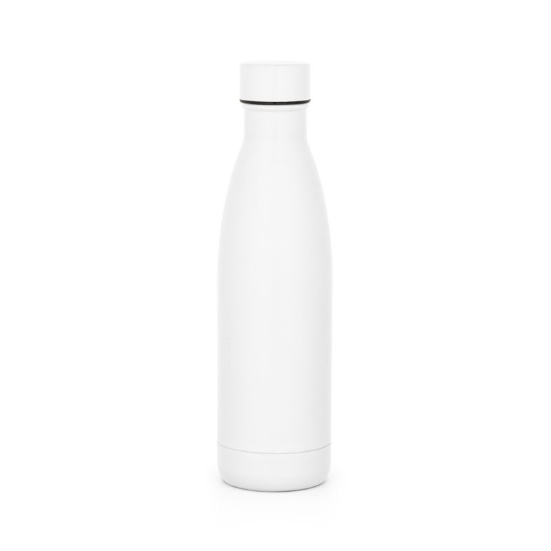White insulated water bottle on white background.