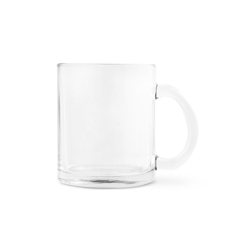 Transparent glass mug with handle