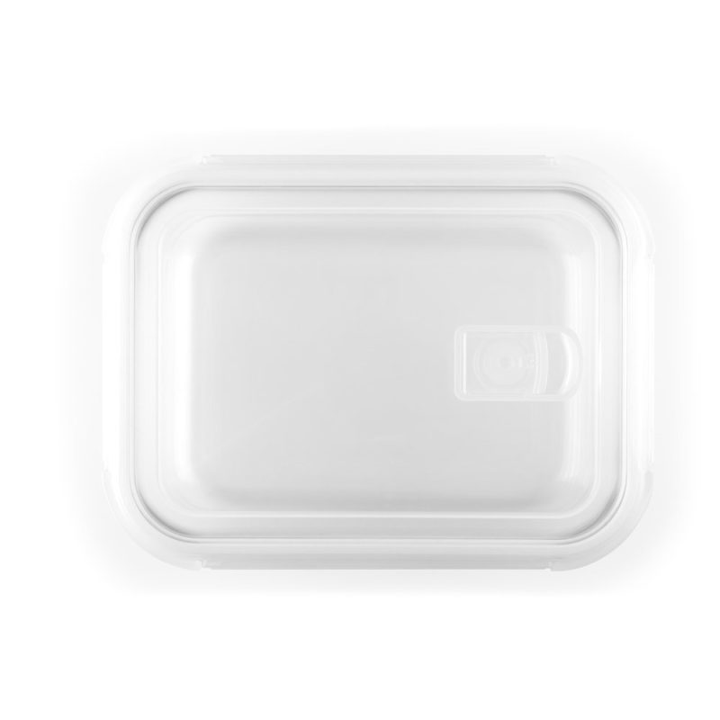 Transparent food container with sealed lid