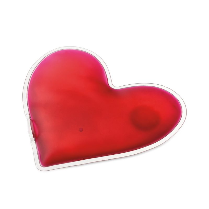 Red heart-shaped gel heat pack
