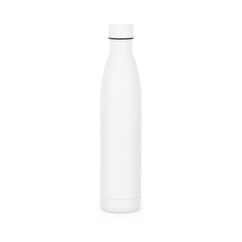White reusable water bottle vertical view