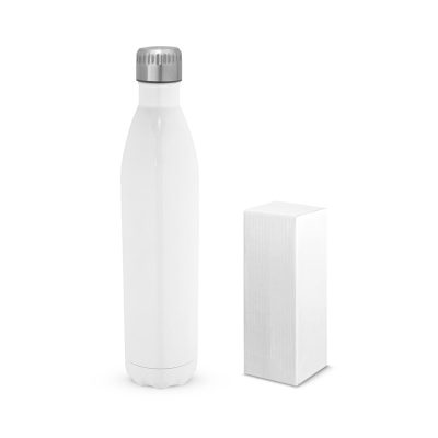 White insulated bottle with packaging box.