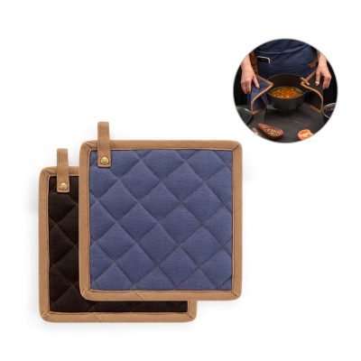 Quilted pot holders for safe cooking.