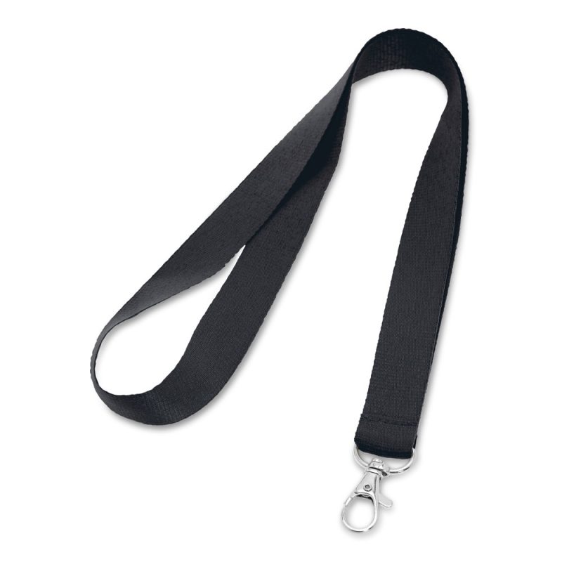 Black lanyard with metal hook attachment.