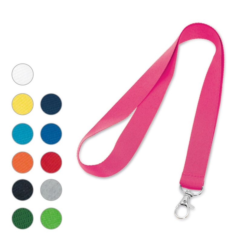 Pink lanyard with clasp, multiple colour options available.