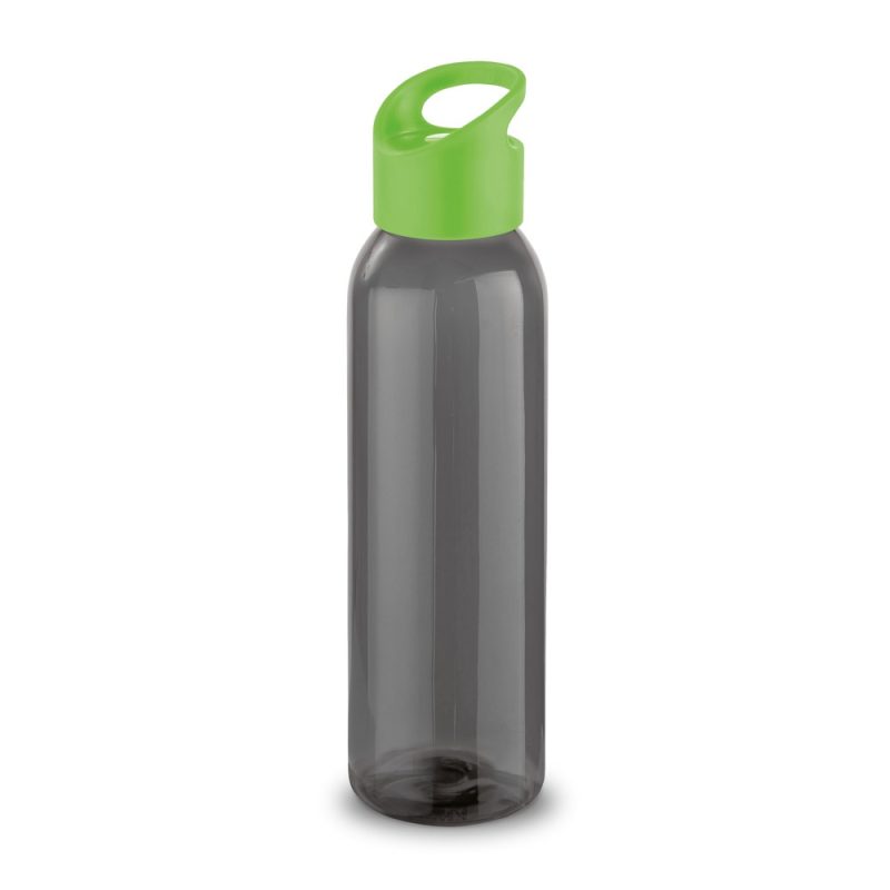 Reusable water bottle with green lid