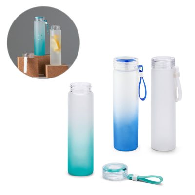 Colourful reusable water bottles with silicone straps