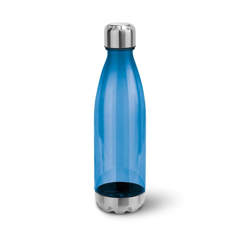 Blue reusable water bottle with silver lid