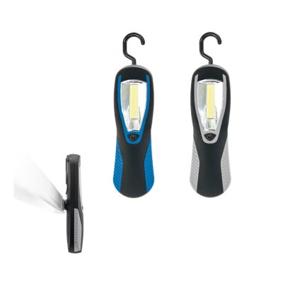 Handheld hook work light, different angles and colours.