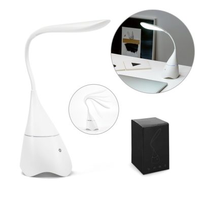 Flexible desk lamp with packaging on display