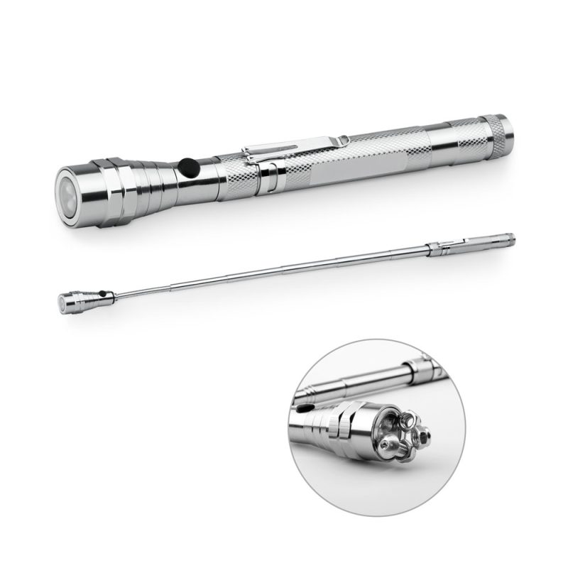 Silver telescopic tool with magnetic tip