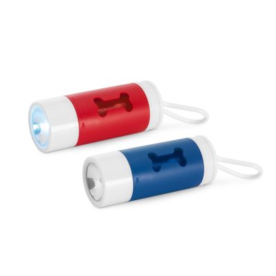 Red and blue torch with dog bone design