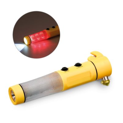 Yellow multifunction emergency torch with red warning light