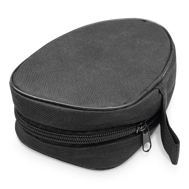 Black zippered carrying case for compact items.
