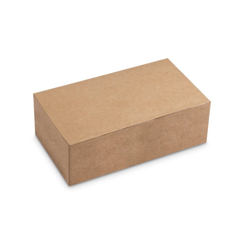 Plain brown cardboard box, closed lid.