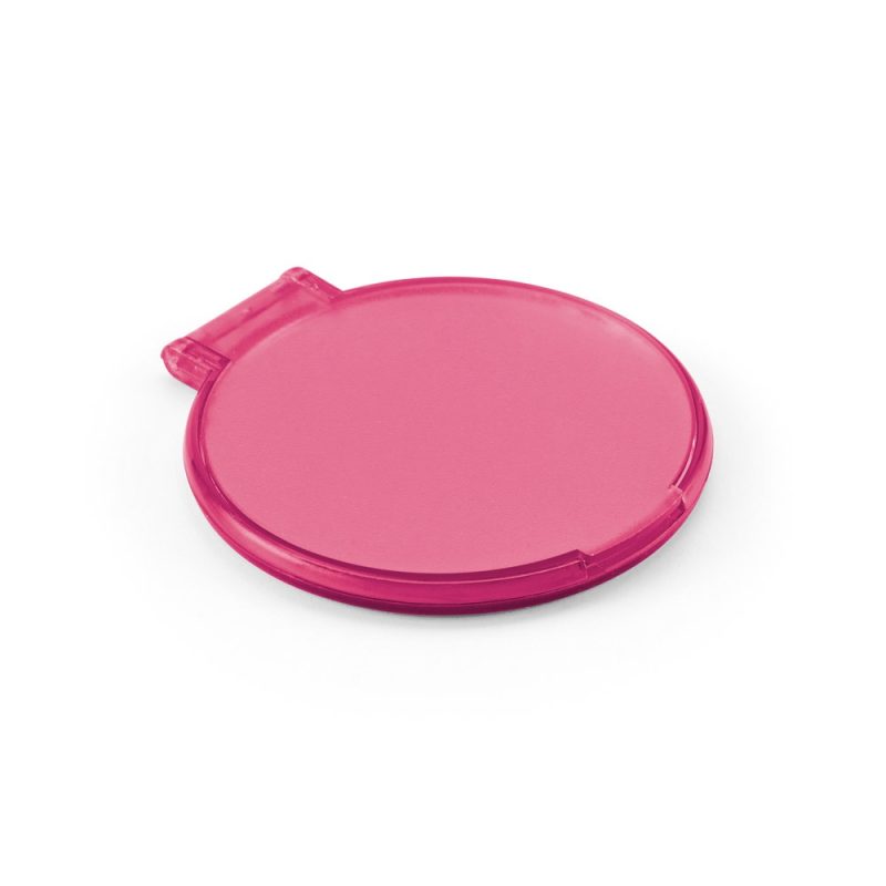 Pink round folding compact mirror closed