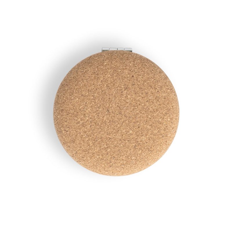 Round cork coaster with white background.