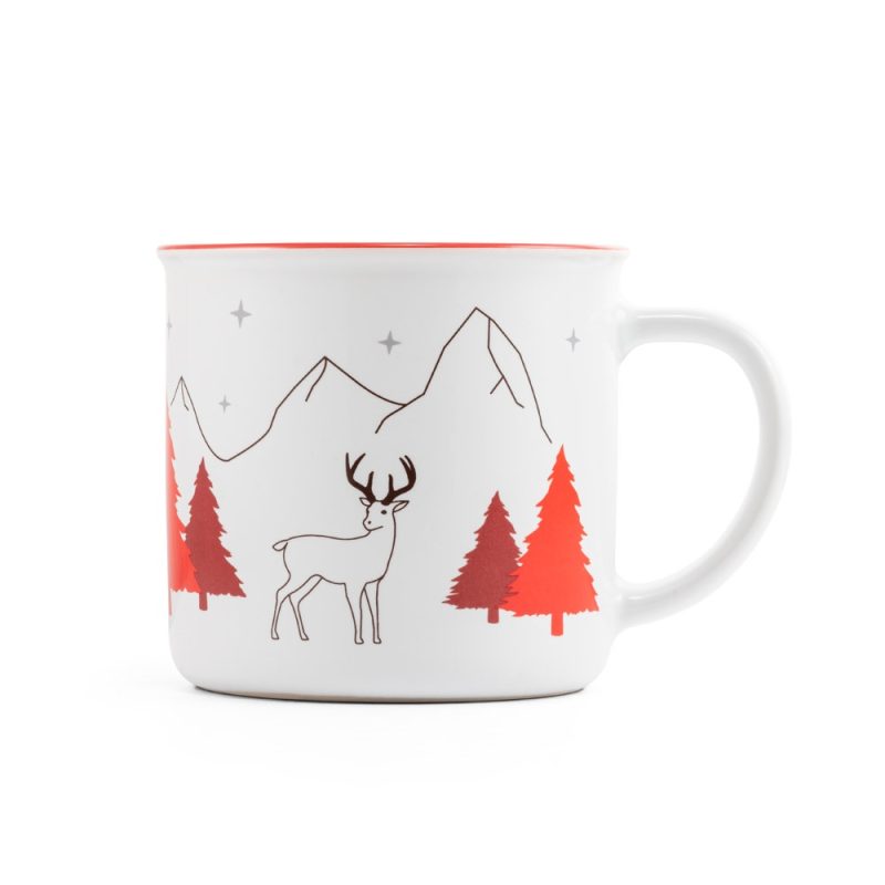 Mug with deer and mountain design