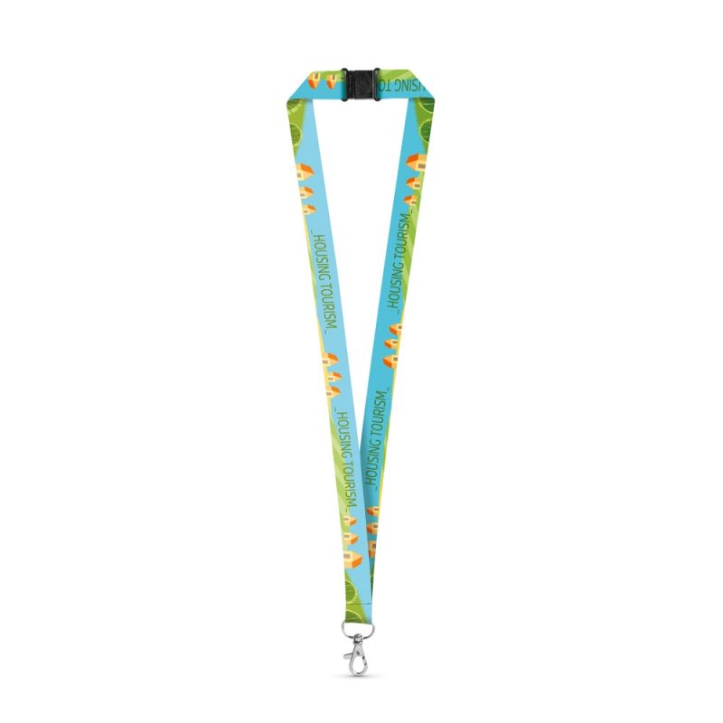 Blue lanyard with housing tourism design