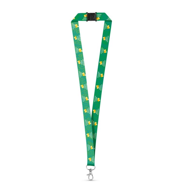 Green lanyard with yellow duck design.