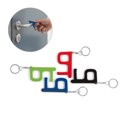 Colourful touch tools for avoiding contact with surfaces.
