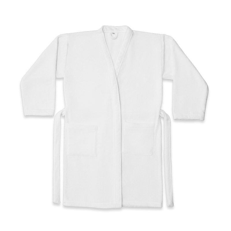White bathrobe with pockets and belt