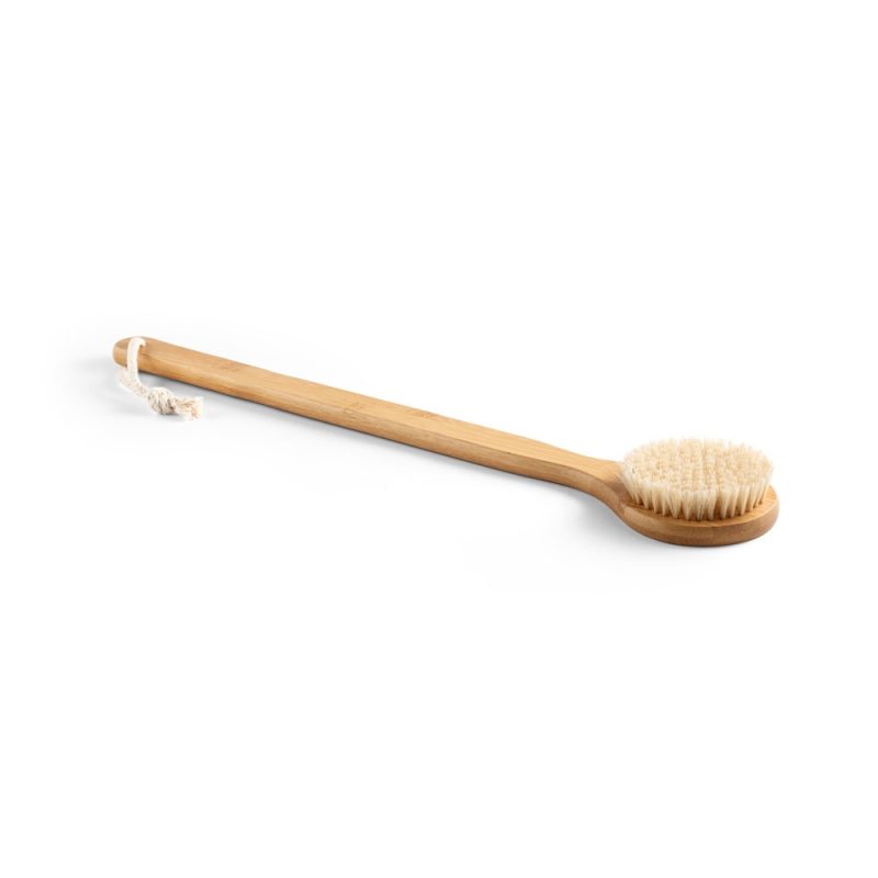 Long-handled bamboo bath brush with bristles