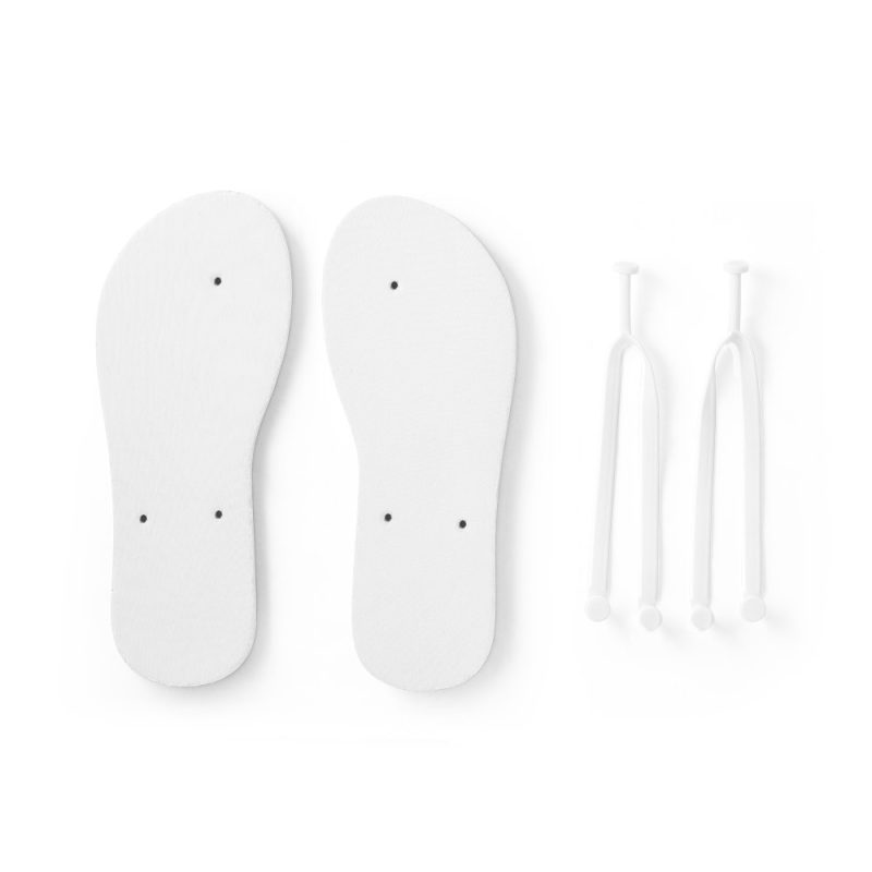 White flip flop soles and straps set.