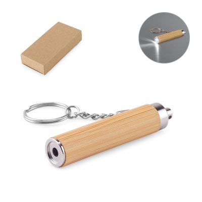 Bamboo torch keychain with box packaging