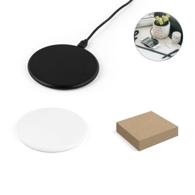 Wireless phone charger with desk accessories.