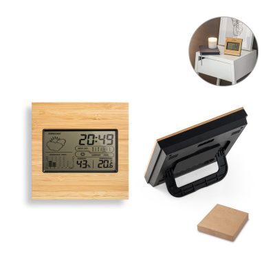 Bamboo digital weather station with temperature and humidity.