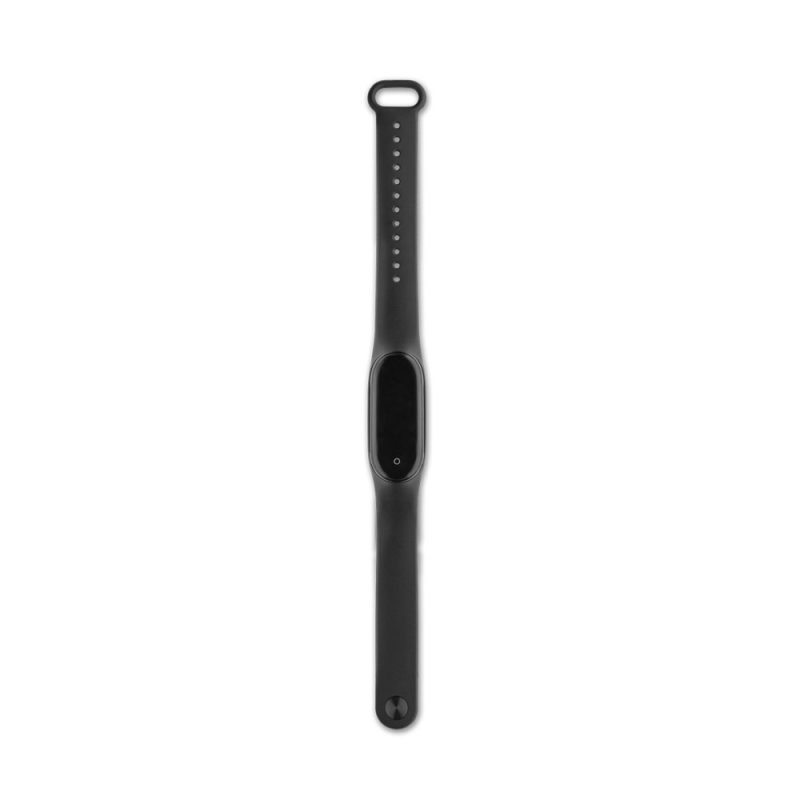 Black fitness tracker with silicone strap
