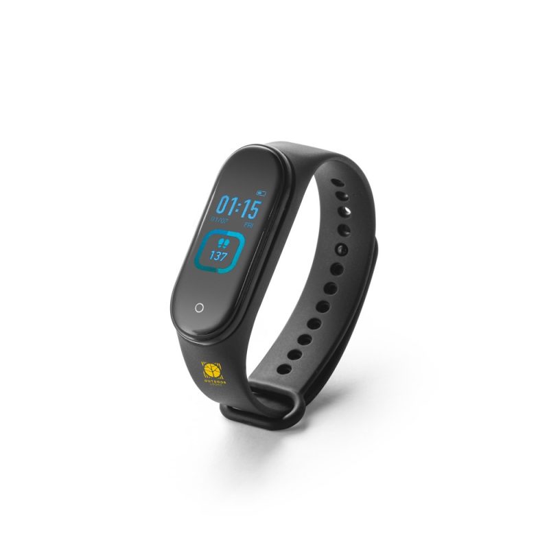 Black fitness tracker with digital display