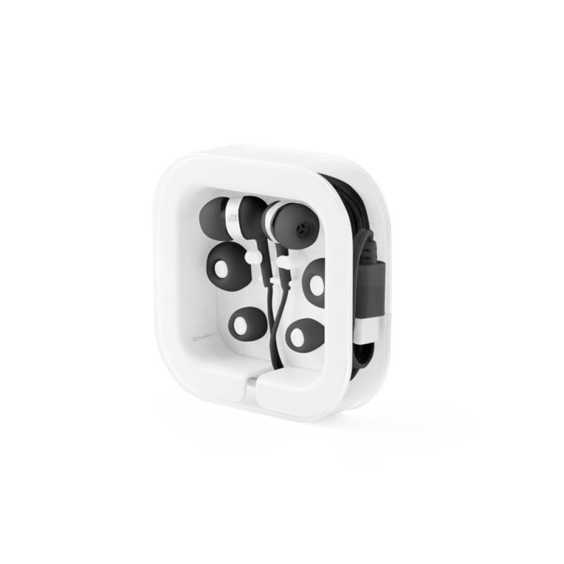 Black earphones with case and ear tips.