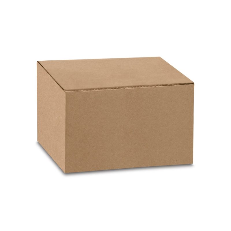 Brown cardboard box on white background.