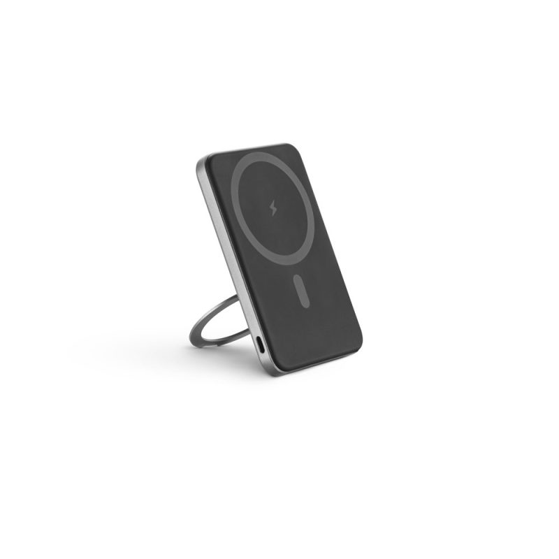 Portable wireless charger with kickstand.